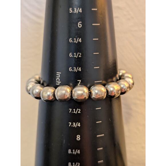 Vintage SilverTone Beads Strung On Wire & 925 Sterling Silver Toggle Clasp - Picture 6 of 10